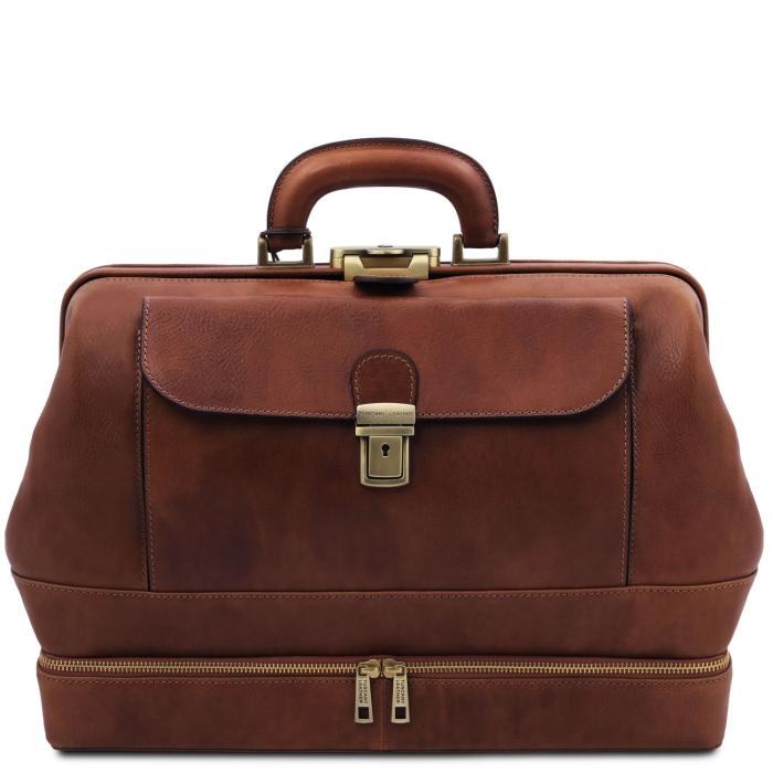 Unisex odinis gydytojo krepšys -Giotto - Exclusive double-bottom leather doctor bag