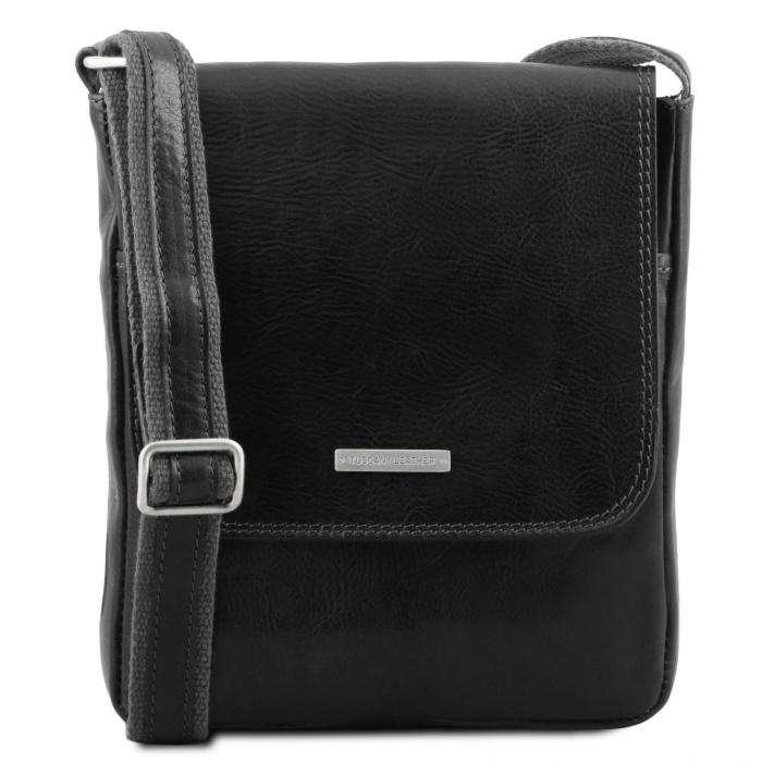 Vyriškas odinis krepšys -John - Leather crossbody bag for men with front zip