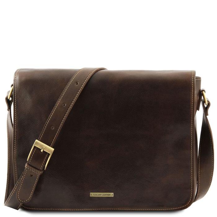 Vyriškas odinis krepšys -Messenger double - Crossbody leather bag