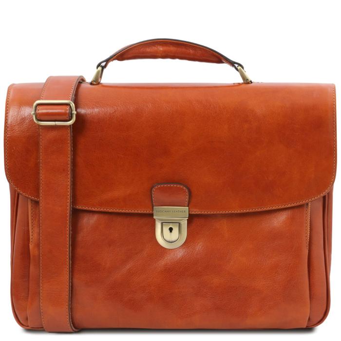 Unisex odinis krepšys kompiuteriui -Alessandria - Leather multi compartment TL SMART laptop briefcase