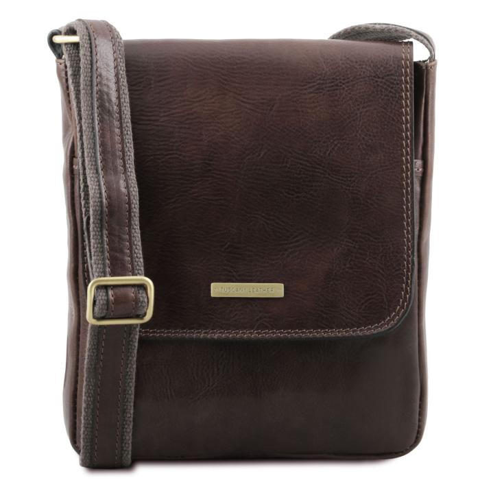 Vyriškas odinis krepšys -John - Leather crossbody bag for men with front zip