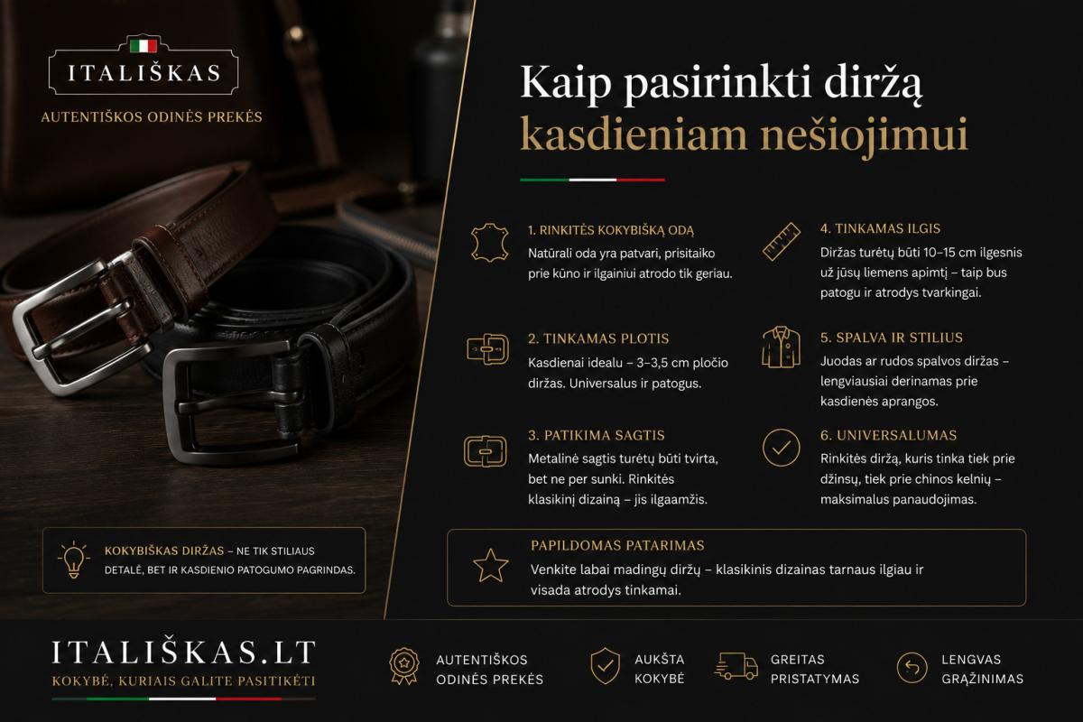 italiskas Kaip pasirinkti diržą kasdieniam nešiojimui