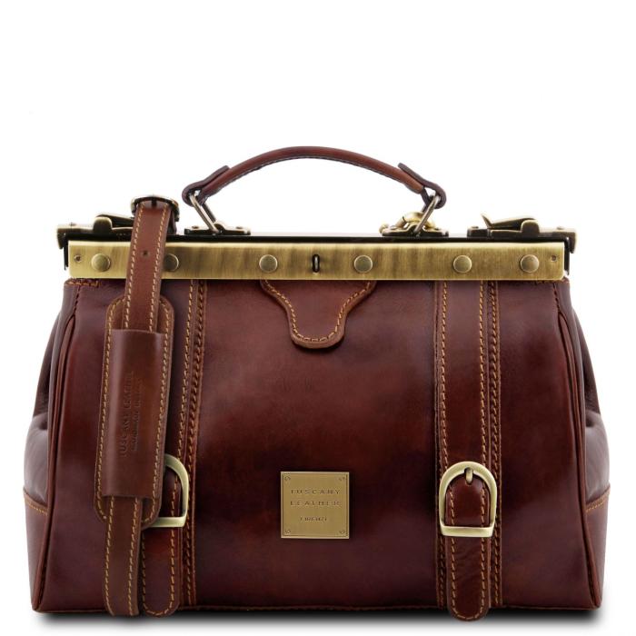 Unisex odinis gydytojo krepšys -Monalisa - Doctor gladstone leather bag with front straps