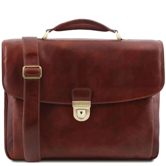 Unisex odinis krepšys kompiuteriui -Alessandria - Leather multi compartment TL SMART laptop briefcase