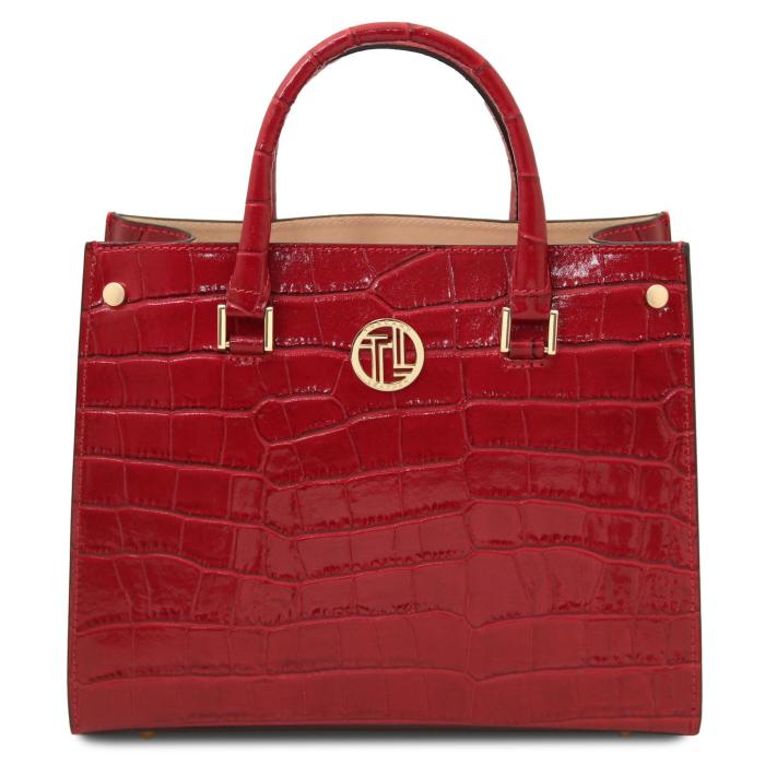 Moteriška odinė rankinė -Croque - Croc print leather handbag