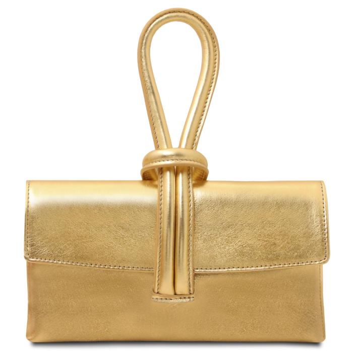 Moteriška odinė rankinė -TL Bag - Metallic leather clutch